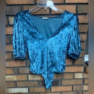 Women’s Free People Blue Velvet Leotard Top